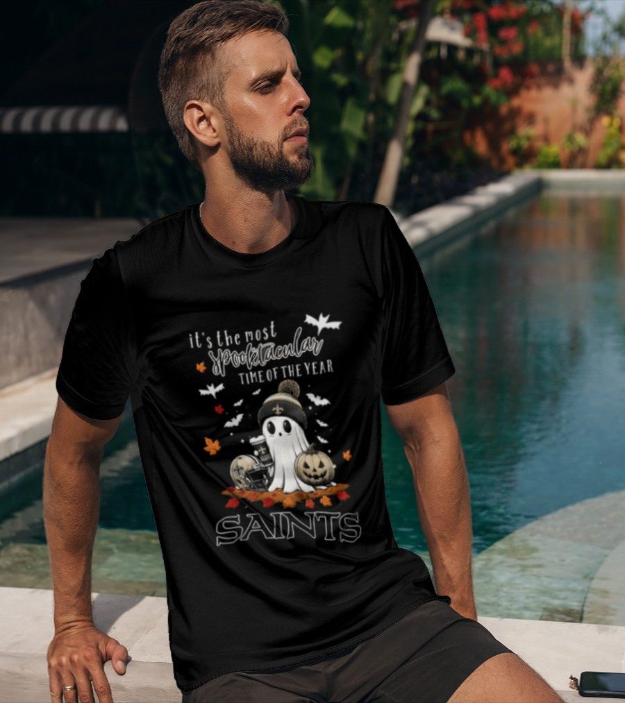 New Orleans Saints Halloween Spooktacular Ghost Helmet Pumpkin T-Shirt