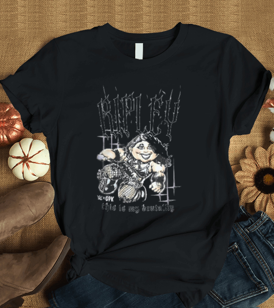 WWE GPK Ripley This Is My Brutality Female Wrestler Cartoon Caricature T-Shirt