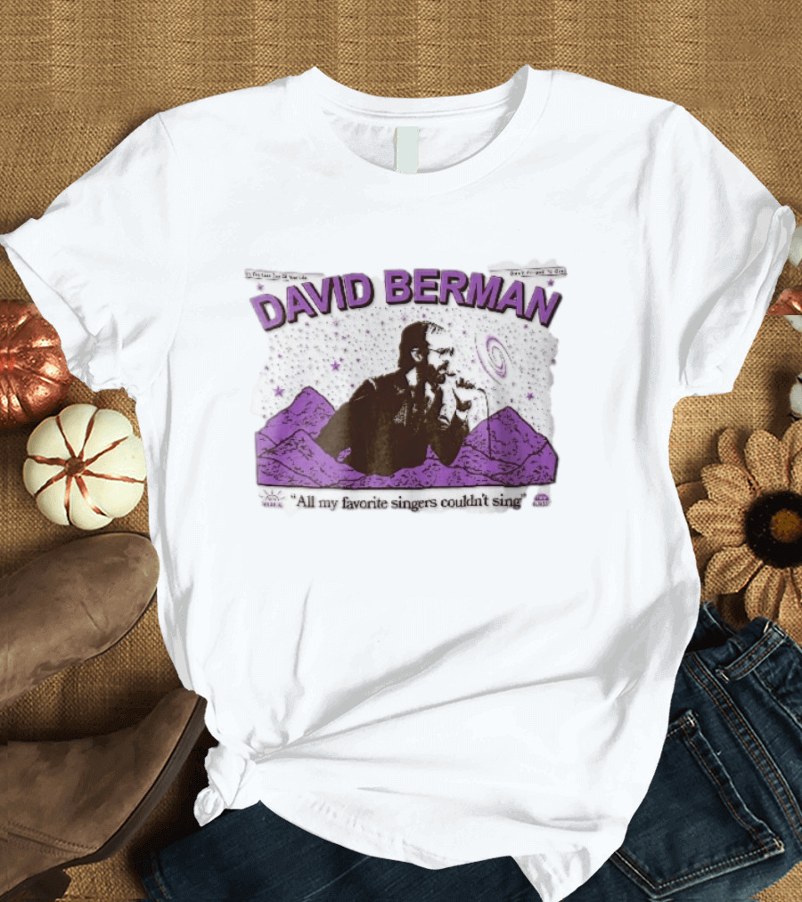 David Berman 1967 2019 All My Favorite Singers Couldnt Sing Microphone Mountains Galaxy Stars Halftone T-Shirt