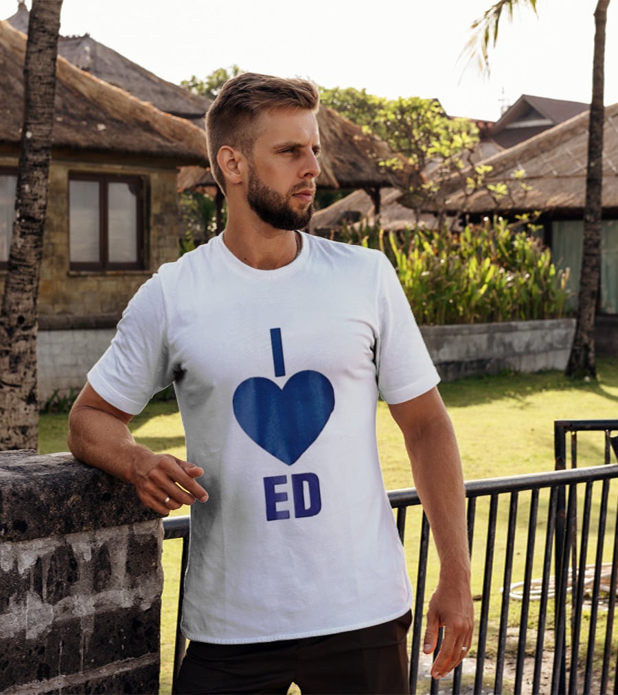 I Love ED Solid Blue T-Shirt