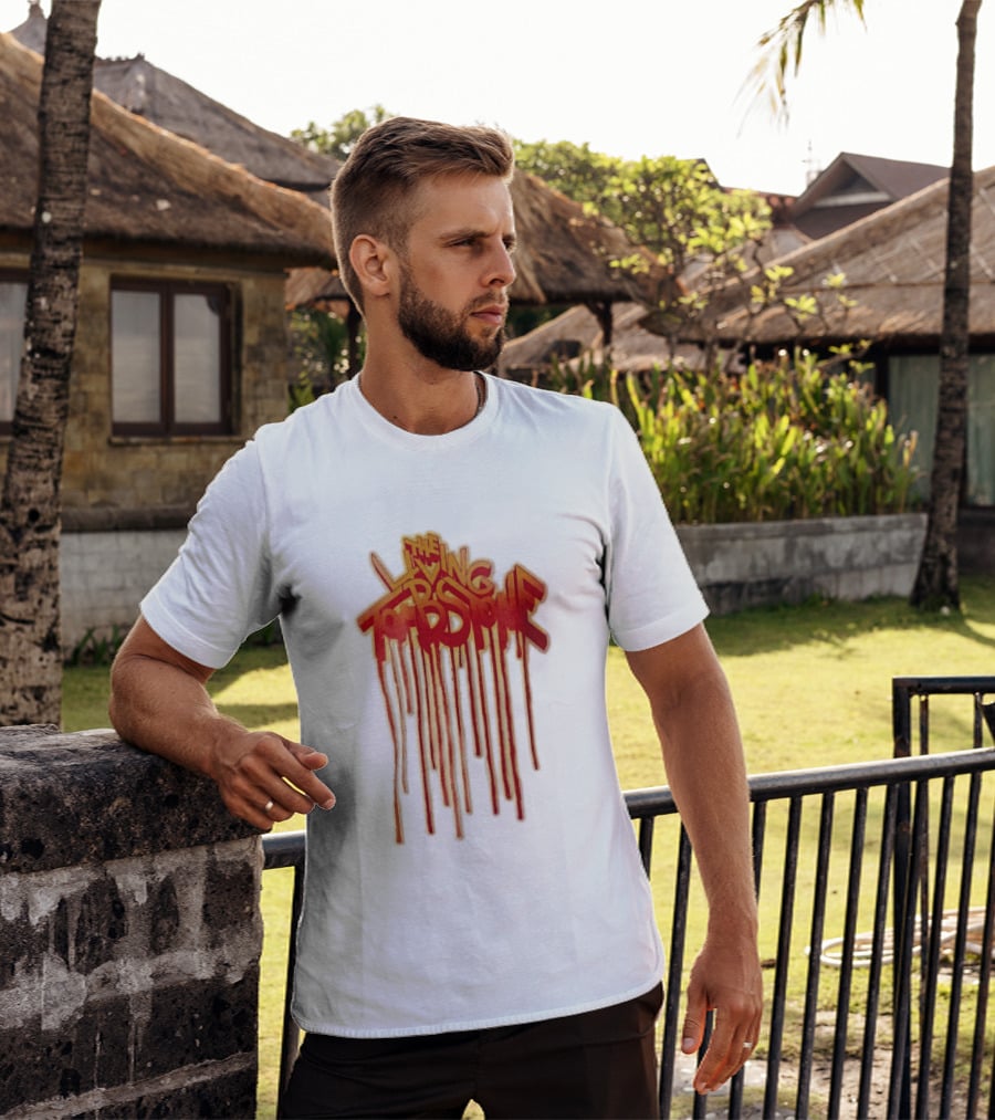 The Living Tombstone Red Orange Dripping Graffiti Font T-Shirt