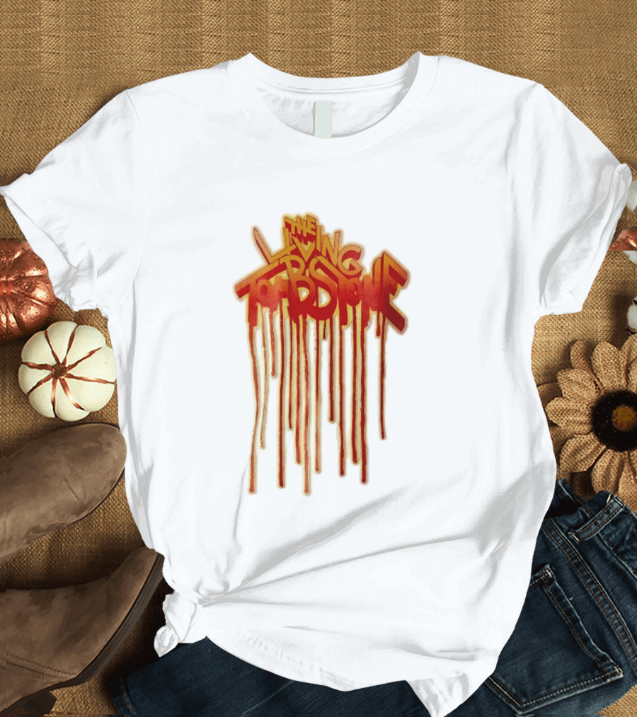The Living Tombstone Red Orange Dripping Graffiti Font T-Shirt