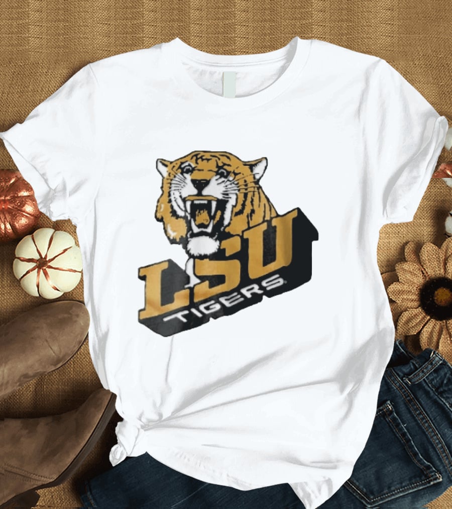 Louisiana State LSU Tigers Roaring 3D Block NCAA T-Shirt