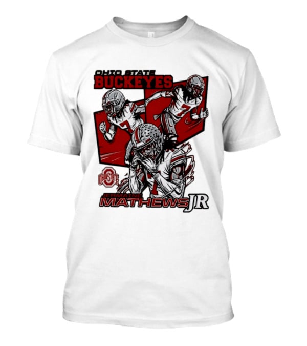Ohio State Buckeyes Jermaine Mathews Jr. Comic Football Action T-Shirt