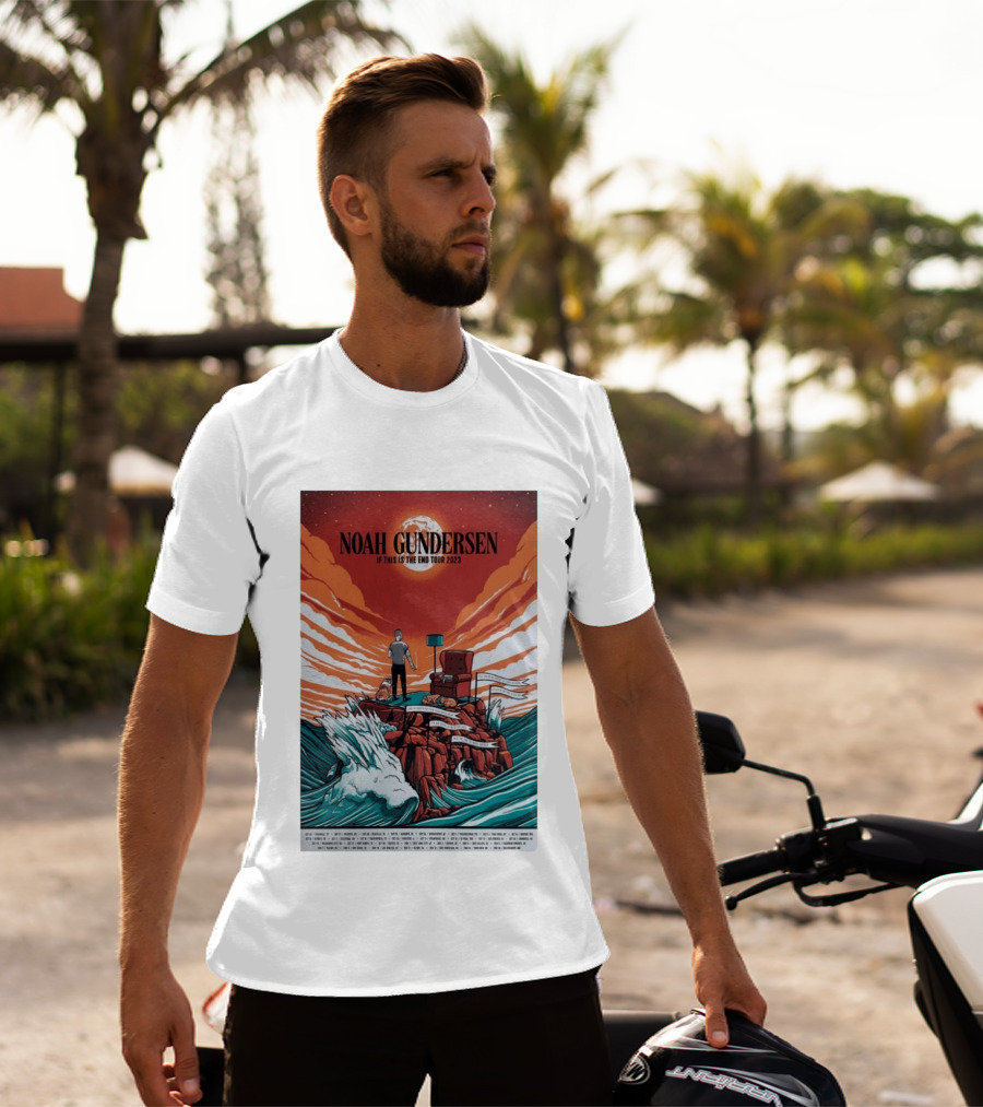 Noah Gundersen If This Is The End Tour 2023 Dramatic Ocean Waves Red Sky T-Shirt