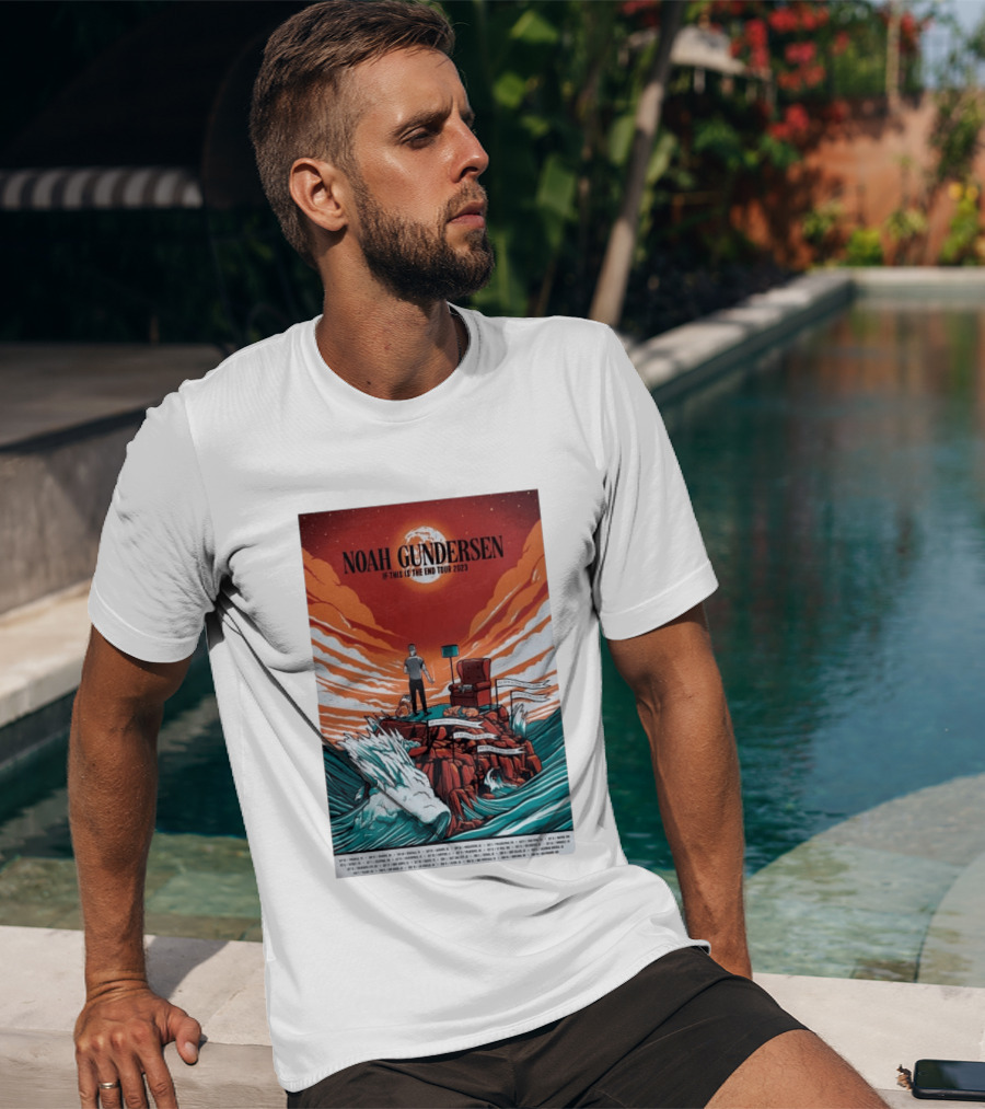 Noah Gundersen If This Is The End Tour 2023 Dramatic Ocean Waves Red Sky T-Shirt
