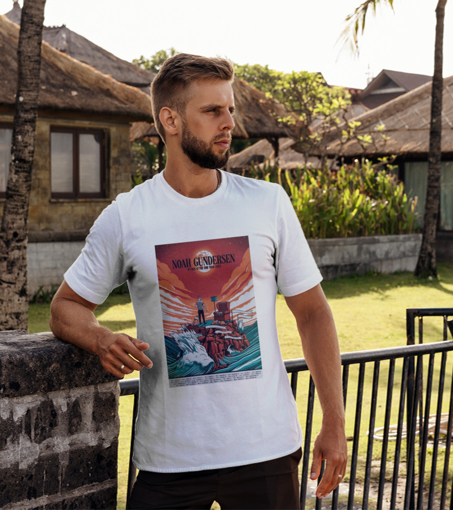 Noah Gundersen If This Is The End Tour 2023 Dramatic Ocean Waves Red Sky T-Shirt