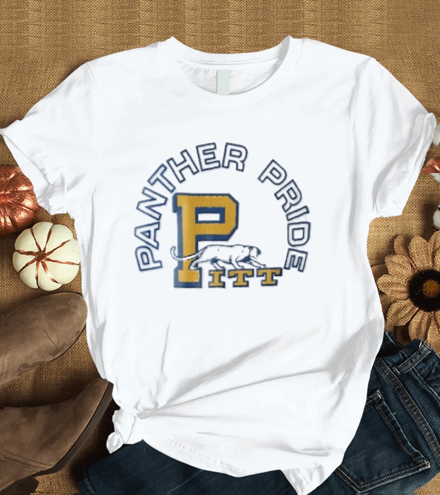 Panther Pride Crouching Feline Yellow Block Letter P Pitt T-Shirt