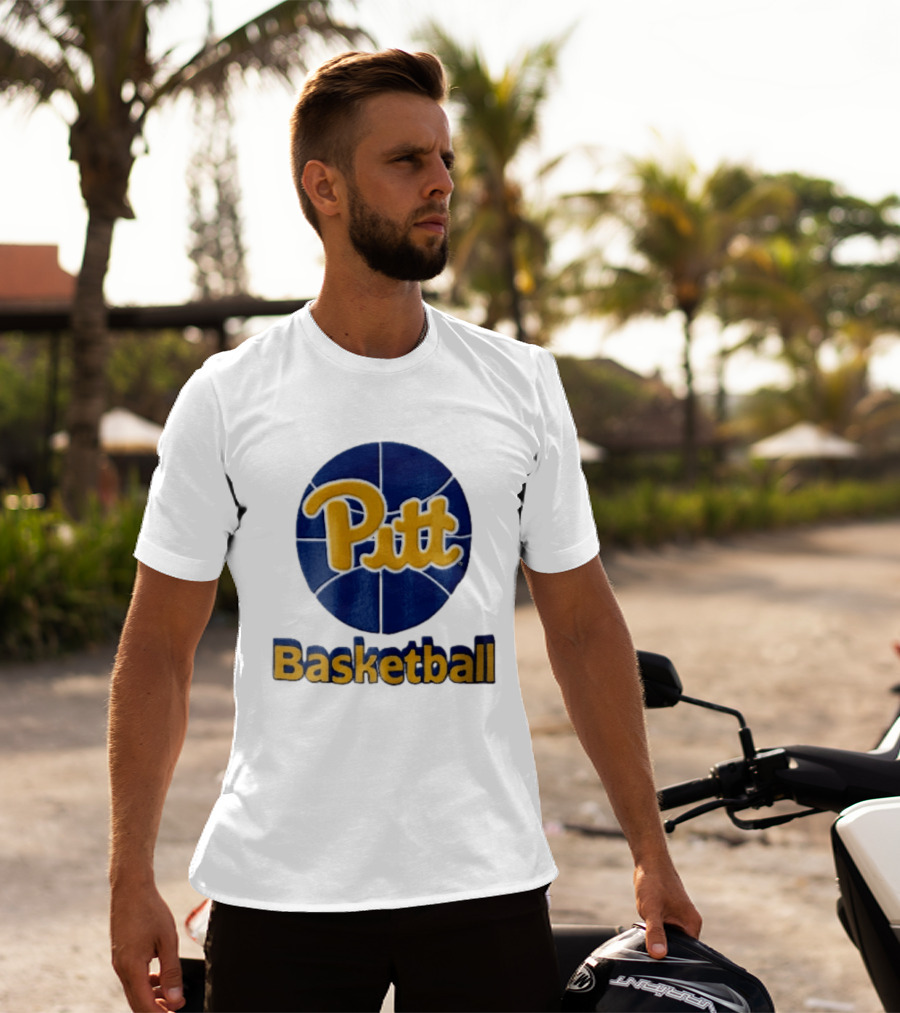 Pittsburgh Panthers Pitt Basketball Blue Sphere Yellow Script NCAA 3D T-Shirt
