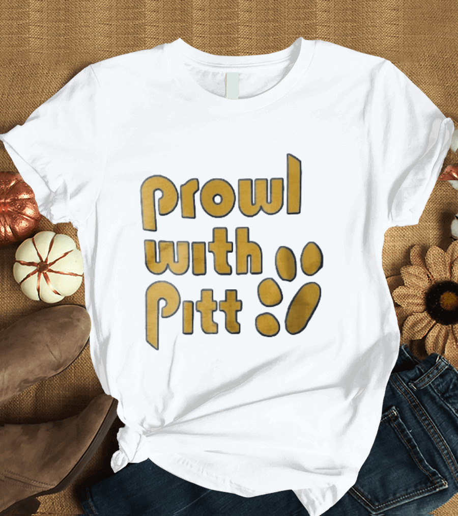 Pitt Panthers Prowl With Pitt Textured Gold Paw T-Shirt