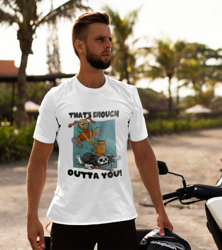 That's Enough Outta You Bunny Hitting Grim Reaper With Hammer T-Shirt