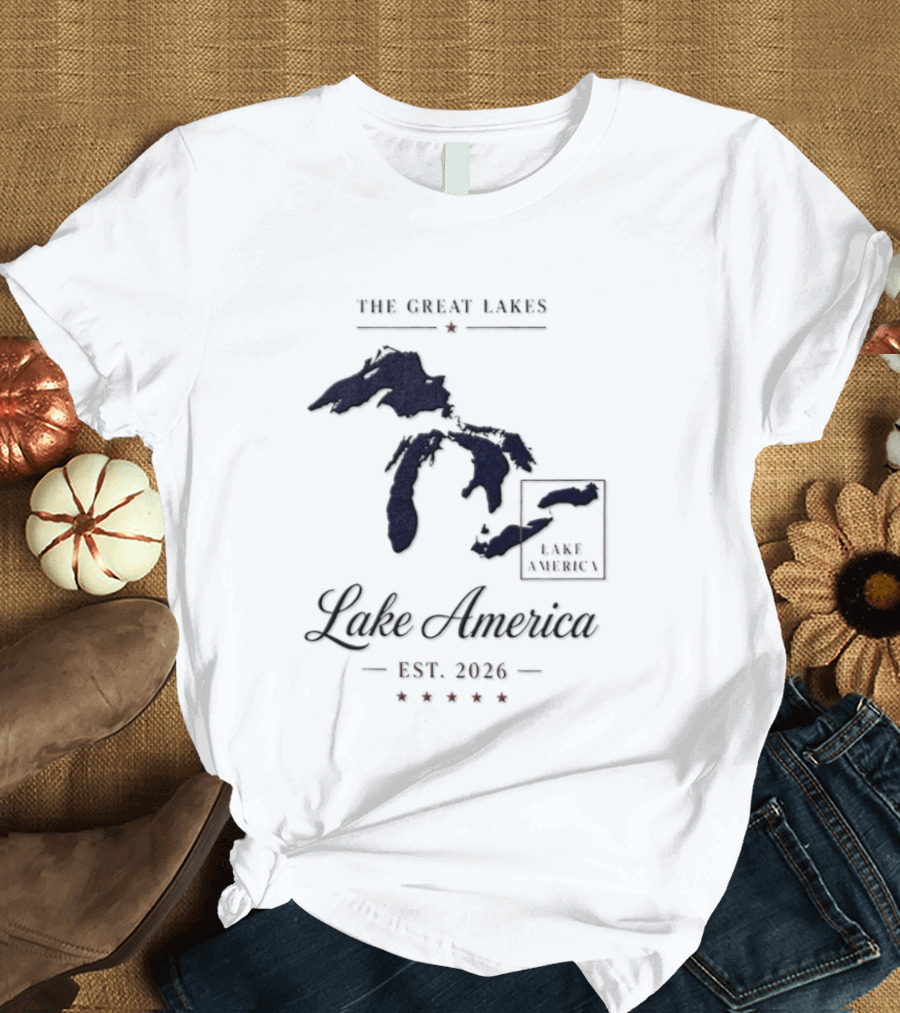 The Great Lakes Lake America Est 2026 Map T-Shirt