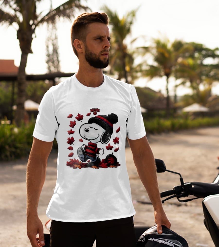 Toronto Raptors Snoopy Autumn Maple Leaves Pumpkin Walking T-Shirt