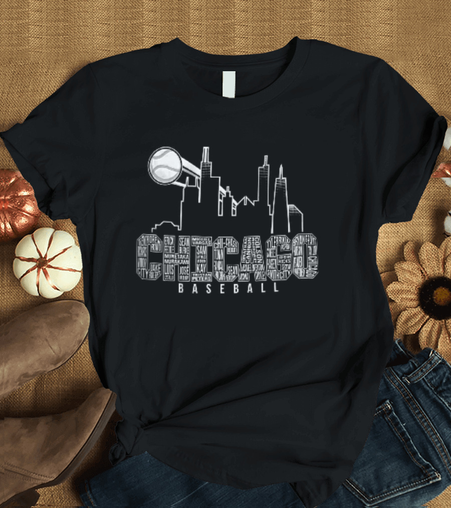 Chicago Skyline Baseball Windy City Searchlight T-Shirt