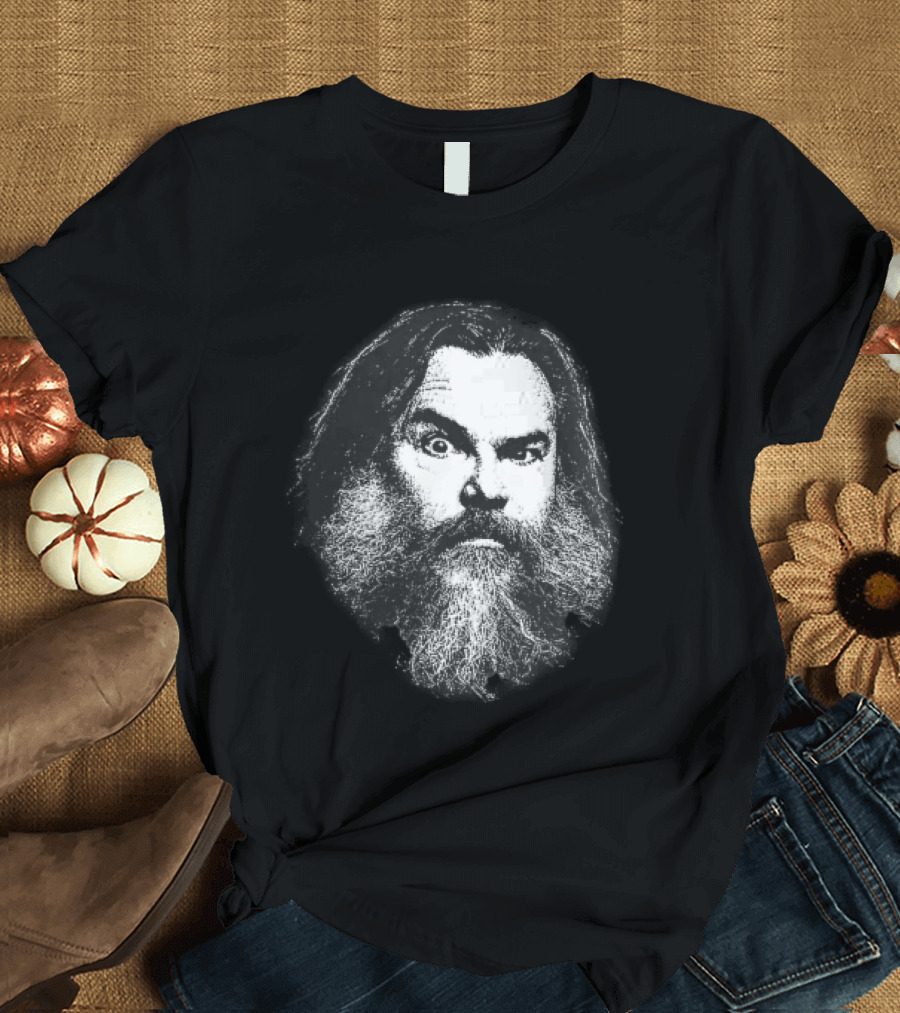 Jack Black High Contrast Monochromatic Stencil Beard Wide Eye Expression T-Shirt