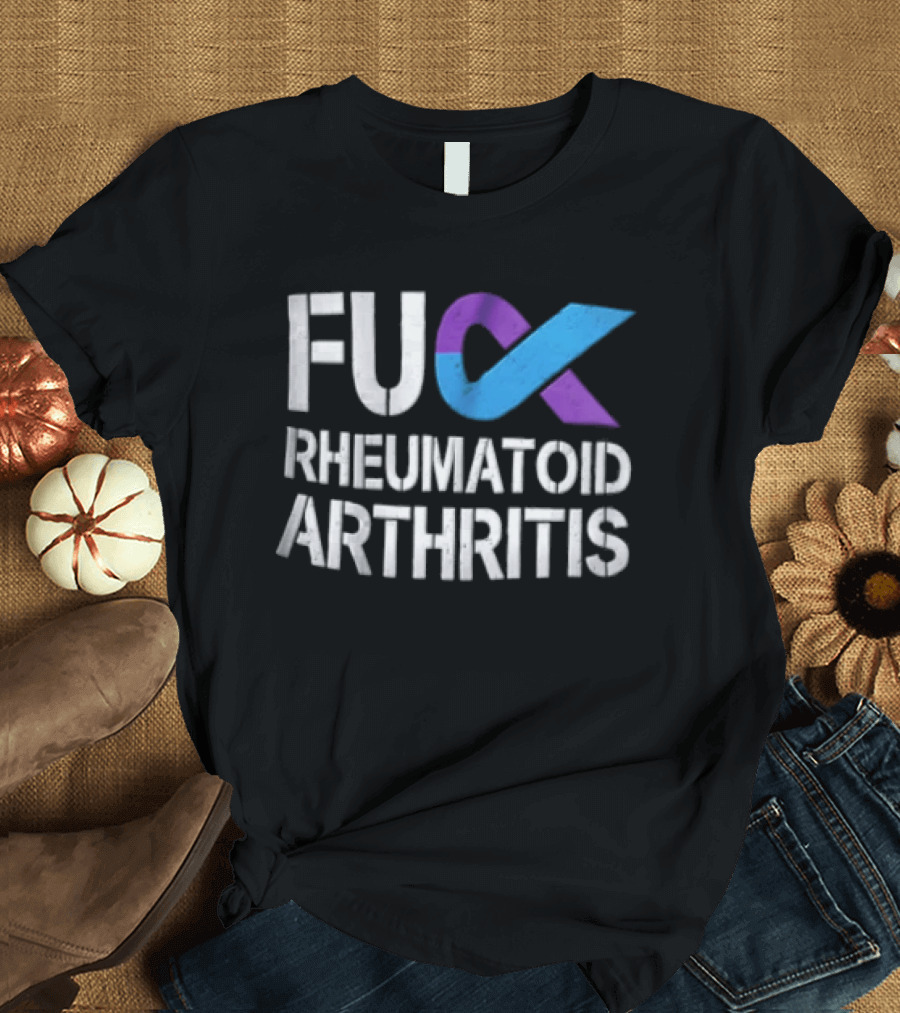 Fuck Rheumatoid Arthritis Purple Blue Awareness Ribbon T-Shirt