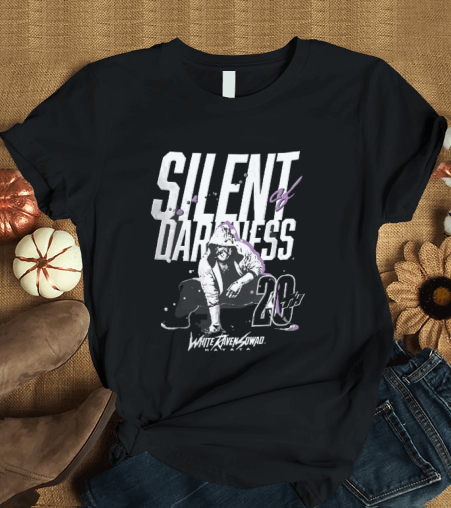 Silent Of Darkness White Raven 20th Masked Hooded Wrestler Halftone T-Shirt