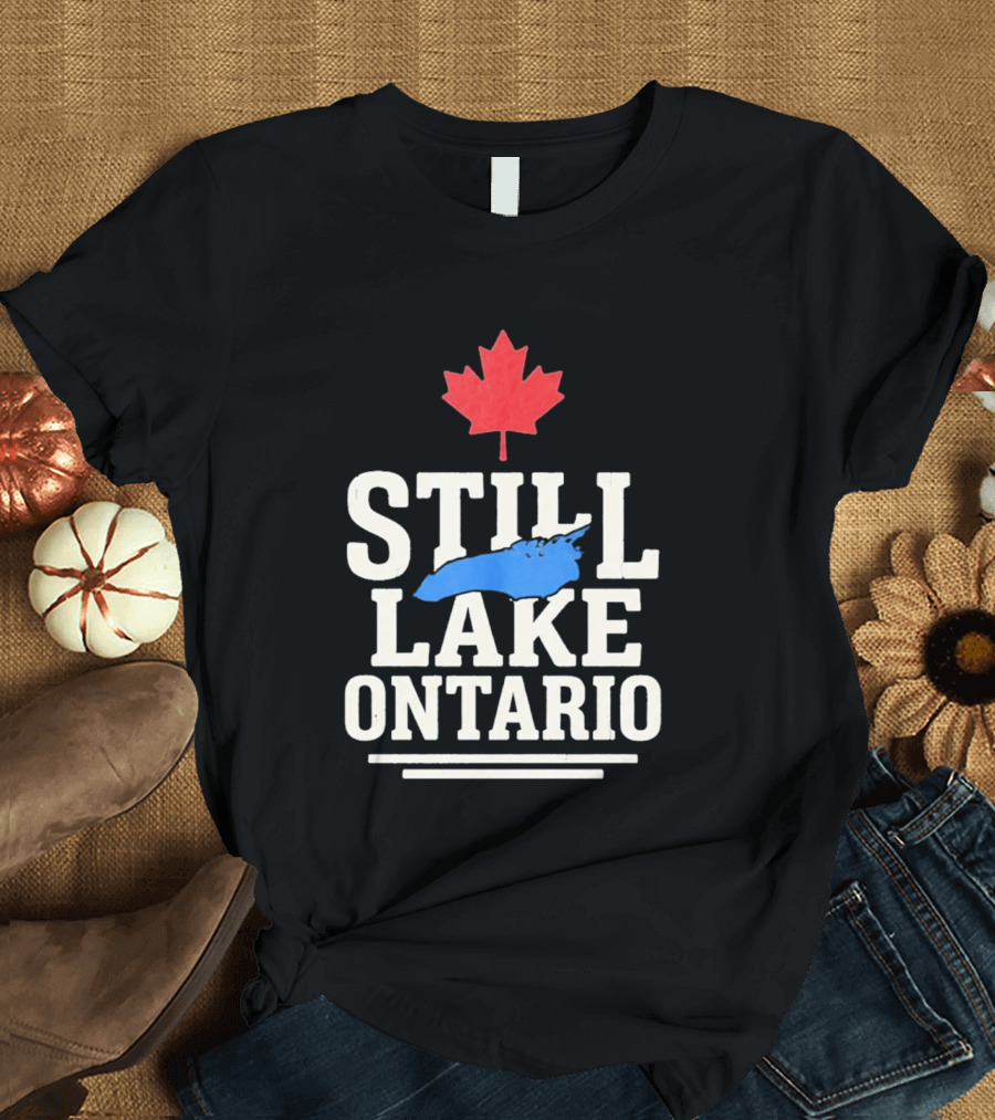 Still Lake Ontario Canada Map 2026 Red Maple Leaf T-Shirt