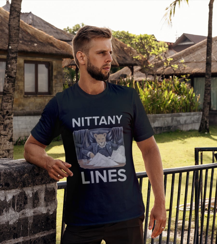Nittany Lines Lion Tony Montana Pinstripe Suit Powder Pile T-Shirt