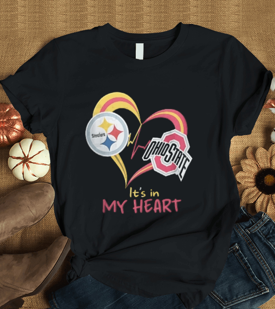 Pittsburgh Steelers Ohio State Buckeyes It's In My Heart EKG Pulse Line T-Shirt