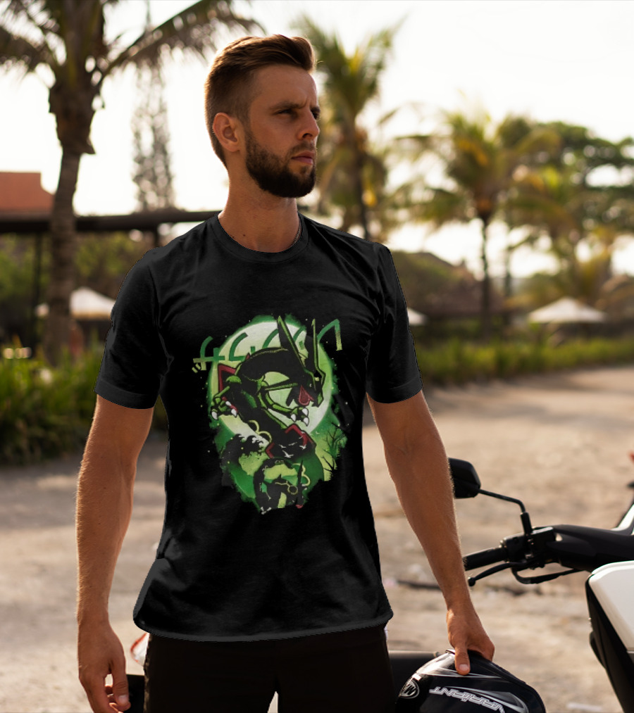 Rayquaza Umbreon Full Moon Forest Green Glow Pokemon T-Shirt