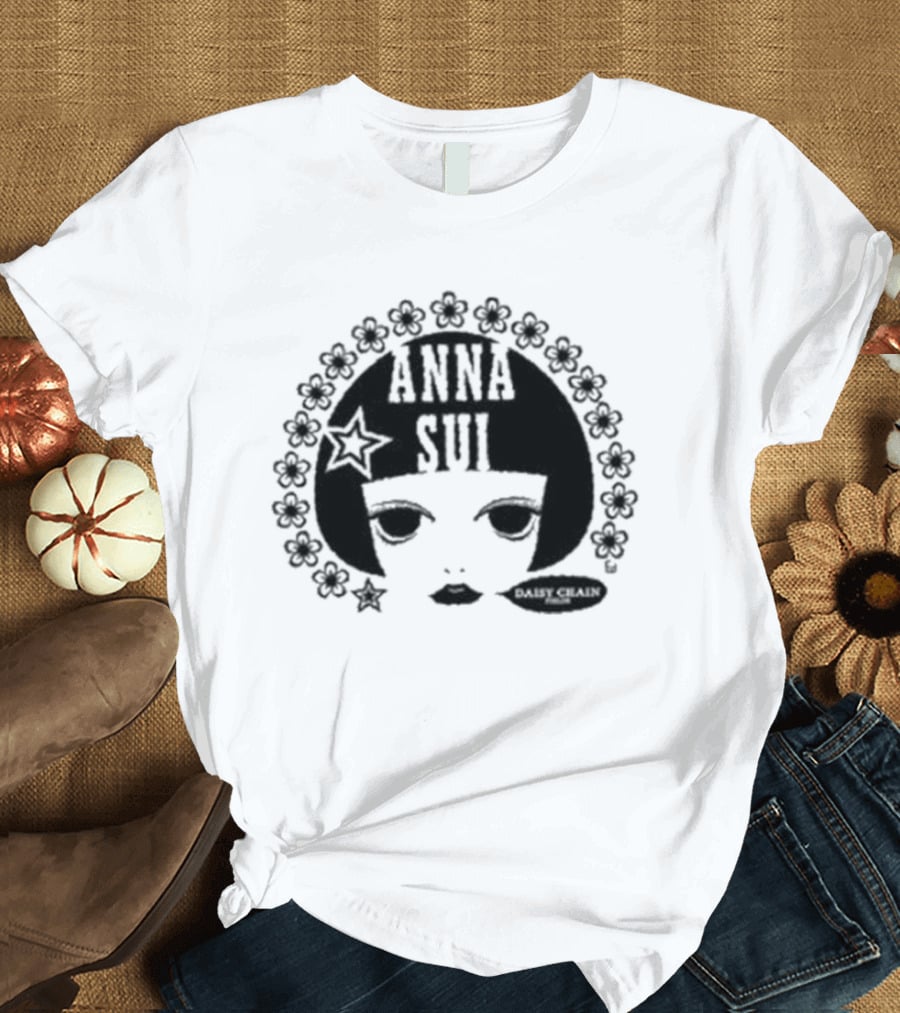 Anna Sui Daisy Chains Iconic Face Floral Circle T-Shirt