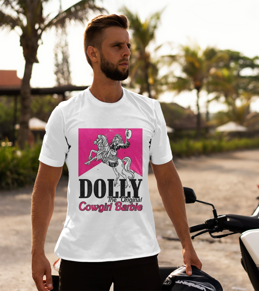 Dolly The Original Cowgirl Barbie Pink Riding Horse T-Shirt
