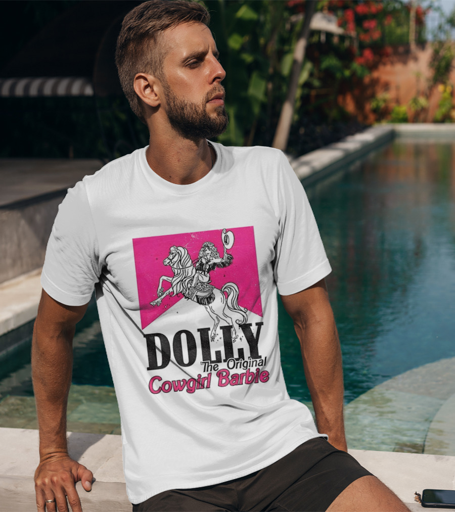 Dolly The Original Cowgirl Barbie Pink Riding Horse T-Shirt