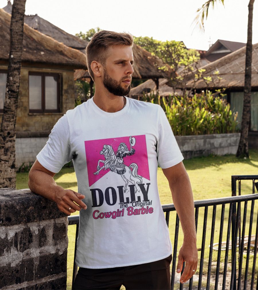 Dolly The Original Cowgirl Barbie Pink Riding Horse T-Shirt