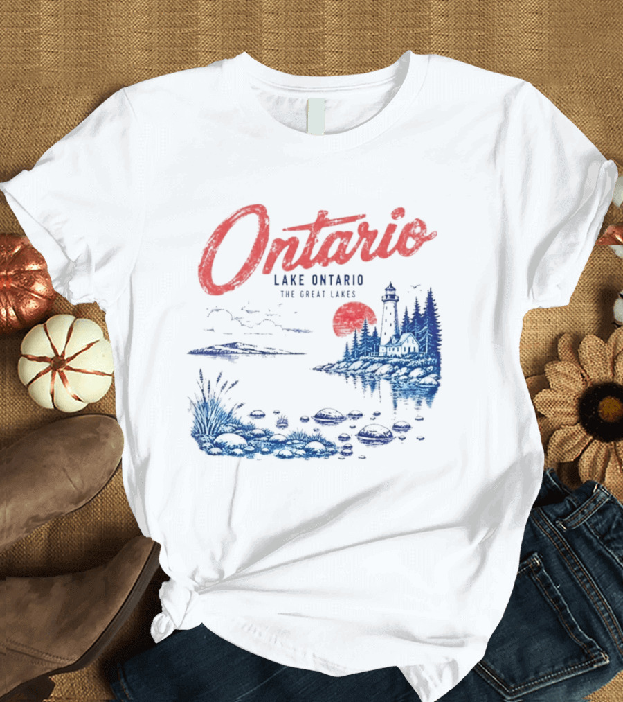 Ontario Lake Ontario The Great Lakes Lighthouse Scene T-Shirt