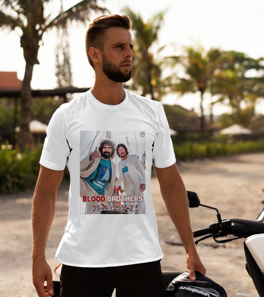 Blood Brothers Mick Foley Terry Funk Sailboat 80s Style Japanese T-Shirt
