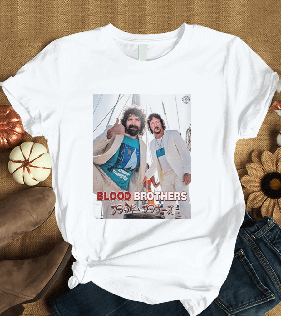 Blood Brothers Mick Foley Terry Funk Sailboat 80s Style Japanese T-Shirt