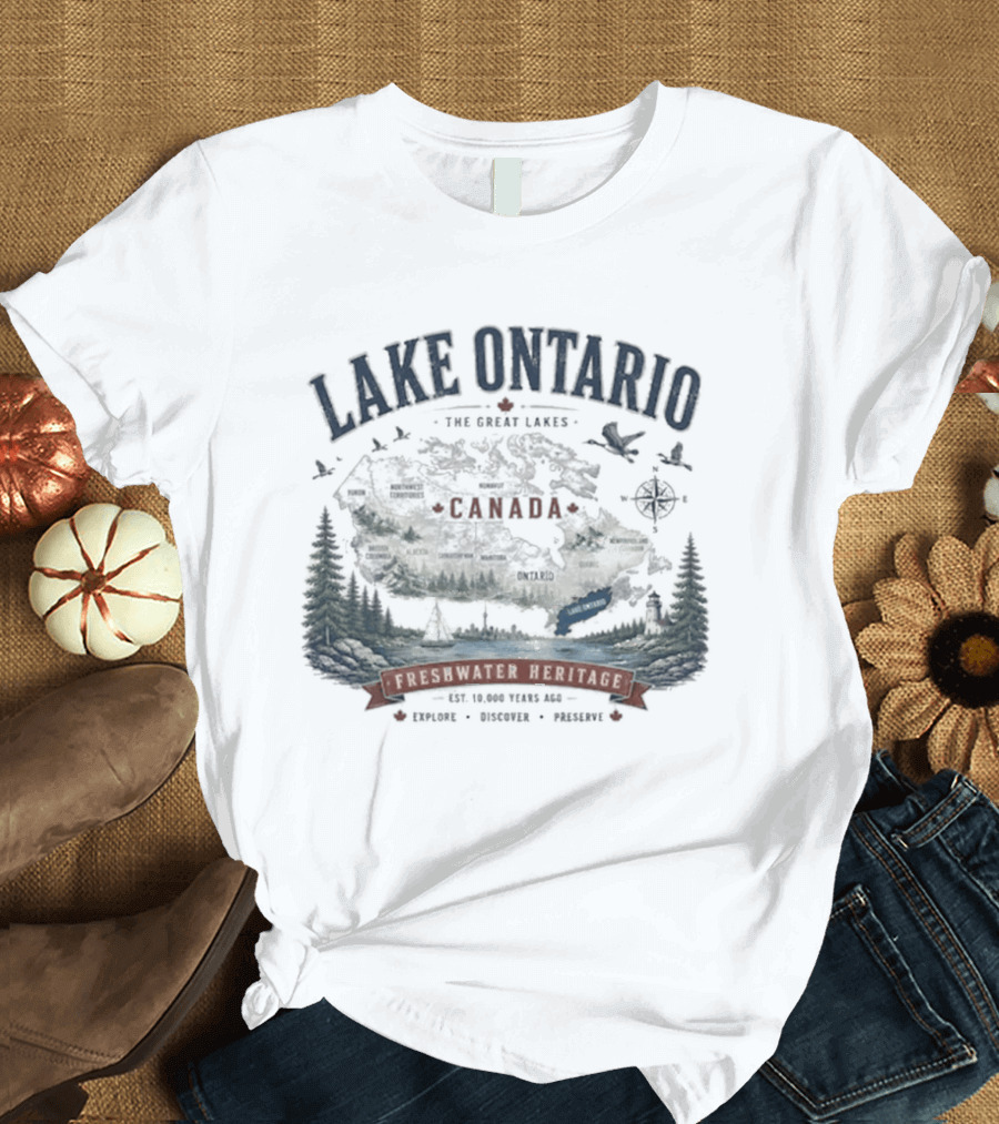 Lake Ontario Canada Freshwater Heritage Great Lakes Exploration T-Shirt