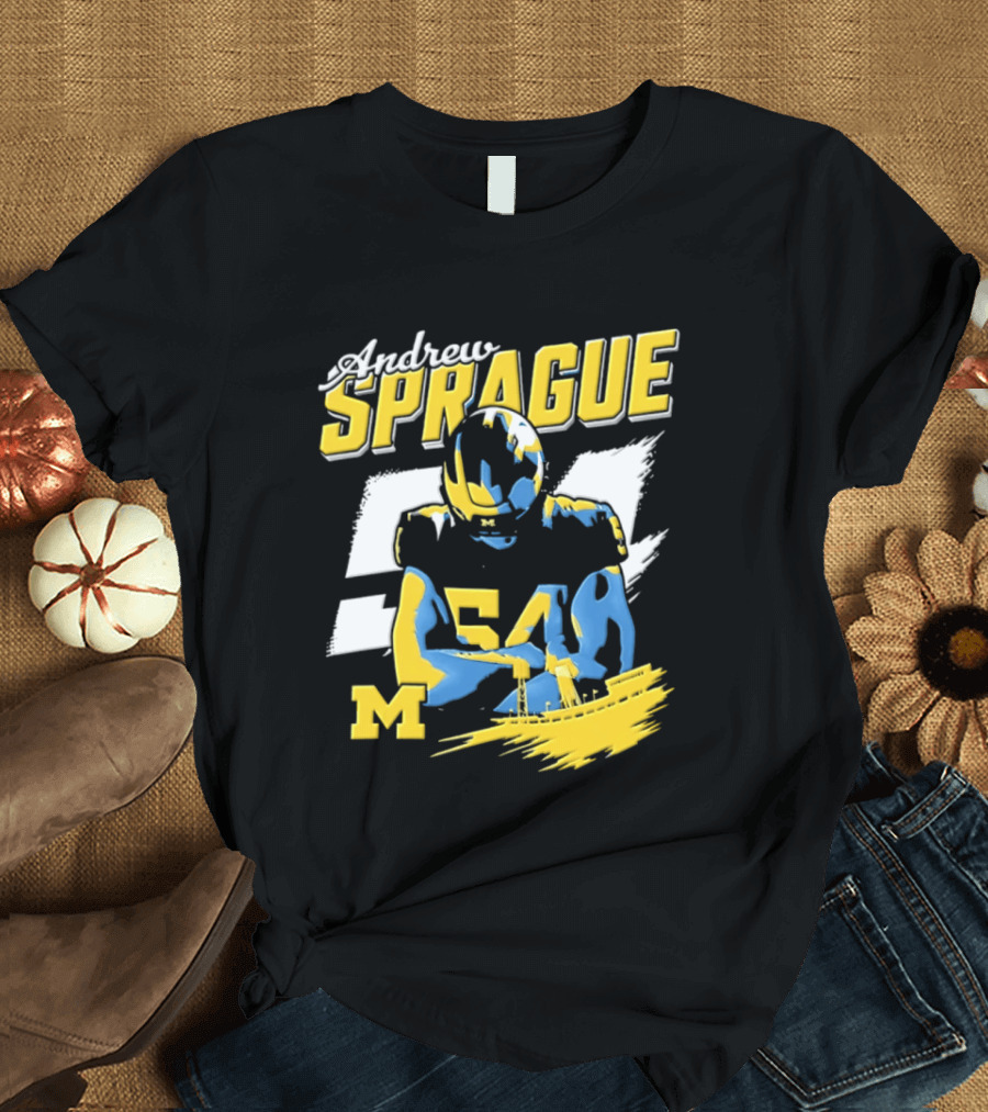 Andrew Sprague No 54 Michigan Wolverines Football M Helmet T-Shirt