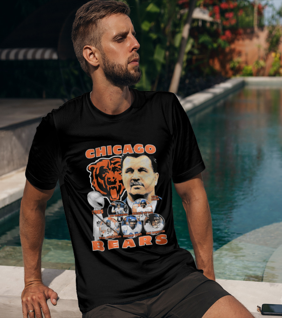 Chicago Bears 1985 Mike Ditka Jim McMahon Walter Payton Mike Singletary Richard Dent Dan Hampton T-Shirt