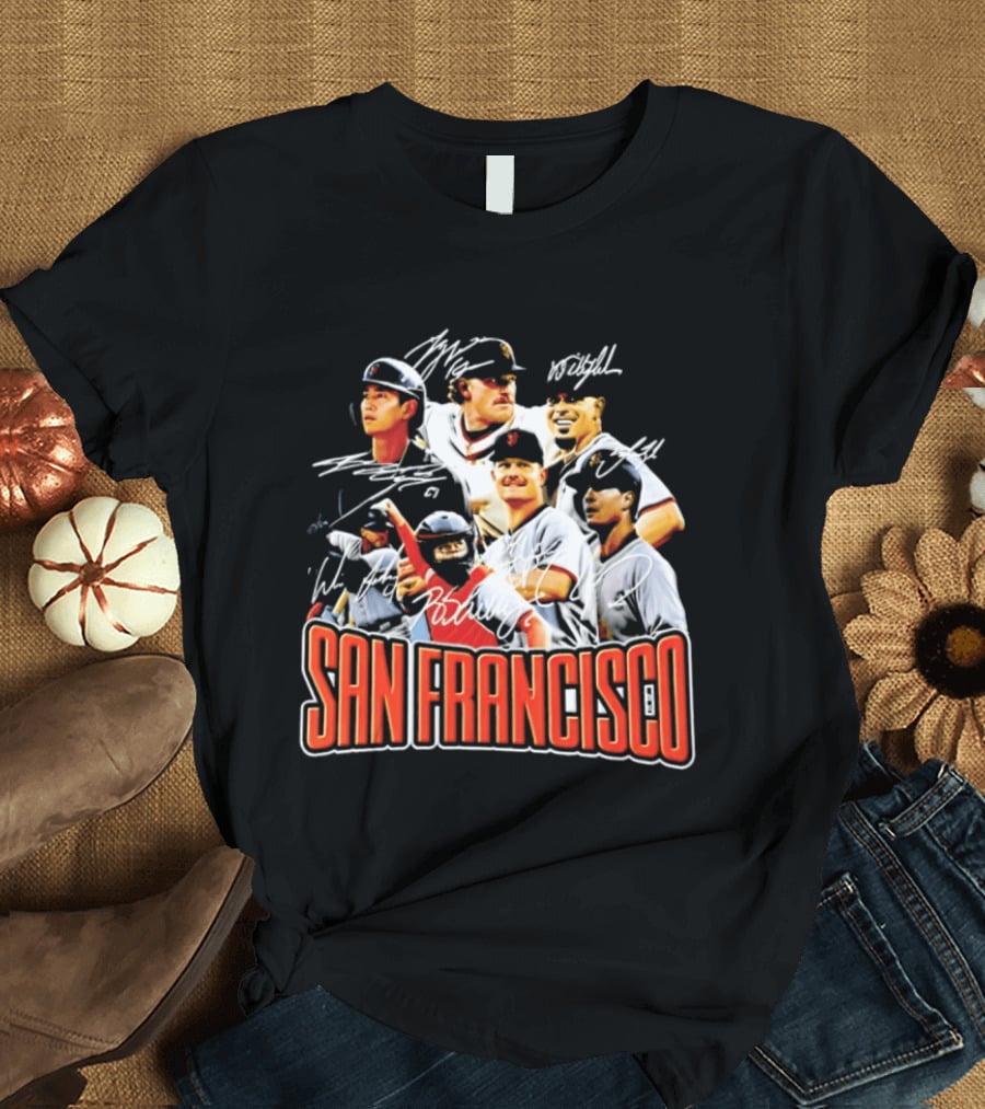 San Francisco Patrick Bailey Jung Hoo Lee Players Collage With Facsimile Signatures T-Shirt