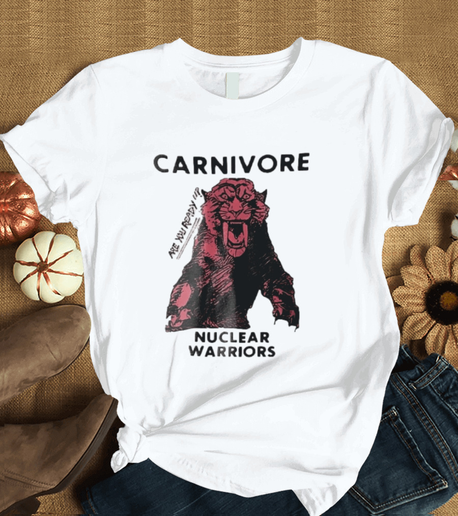 Carnivore Nuclear Warriors Snarling Sabertooth Tiger Pink Ink Sketch T-Shirt