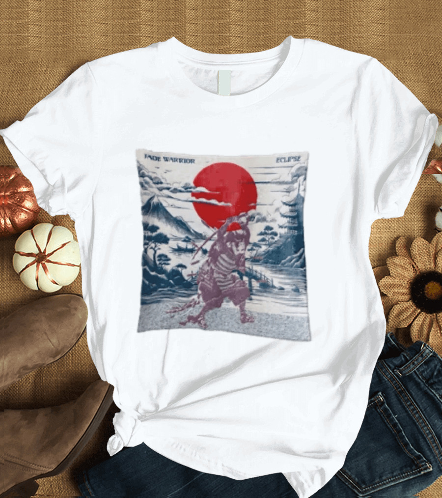 Jade Warrior Eclipse Japanese Samurai Red Sun Pagoda T-Shirt