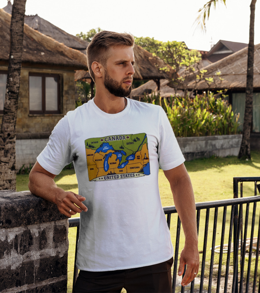 Map Of The Great Lakes Region Canada United States Ontario Québec Michigan Wisconsin New York Pennsylvania Minnesota Iowa T-Shirt
