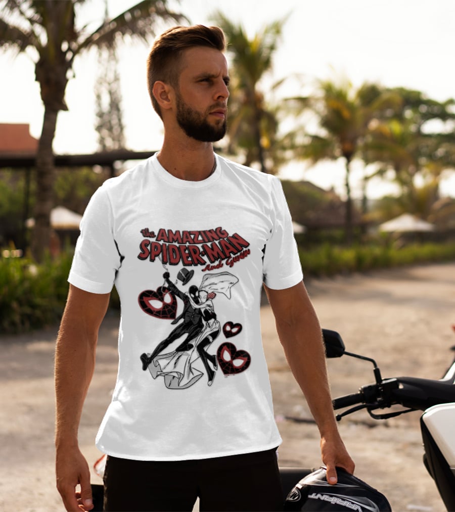 The Amazing Spider Man Loves Gwen Miles Morales Spider Man Gwen Stacy T-Shirt