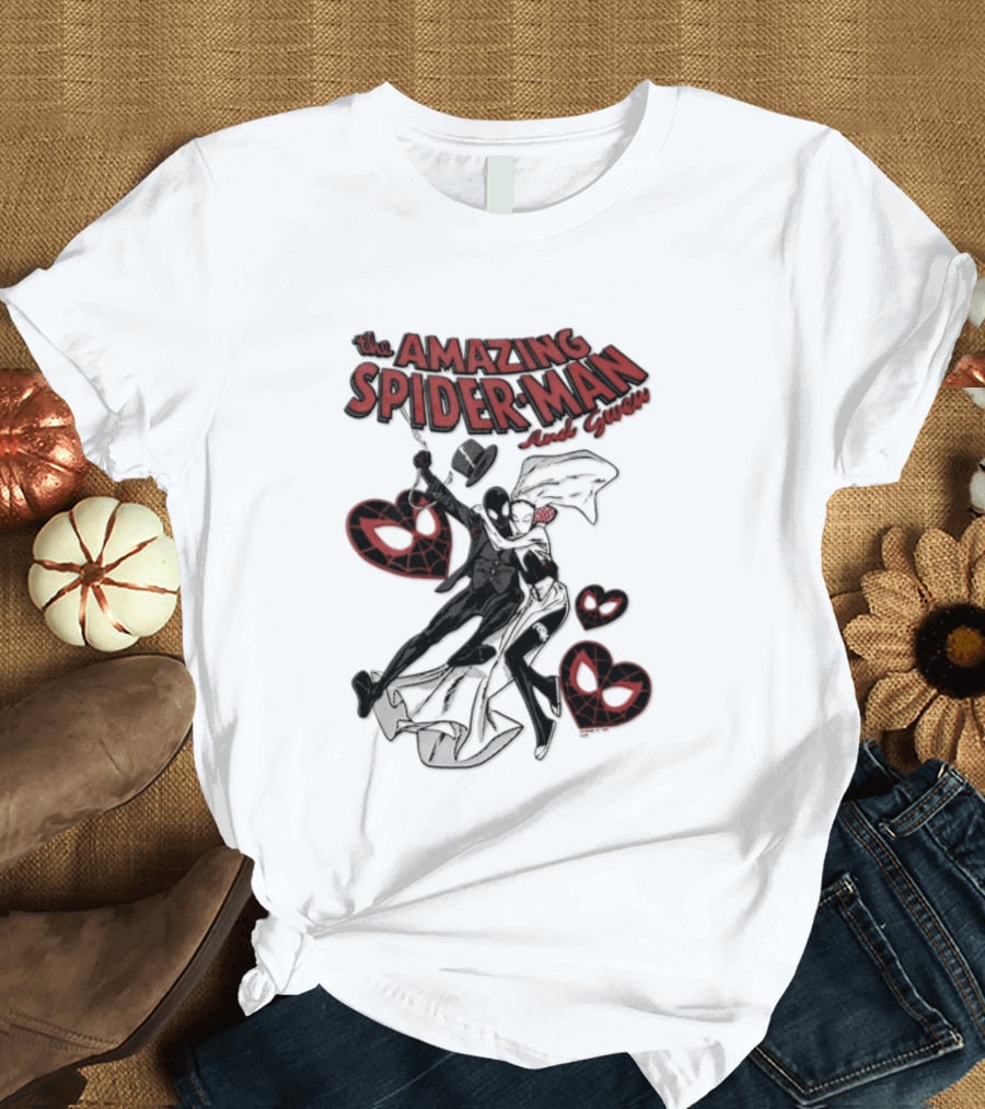 The Amazing Spider Man Loves Gwen Miles Morales Spider Man Gwen Stacy T-Shirt