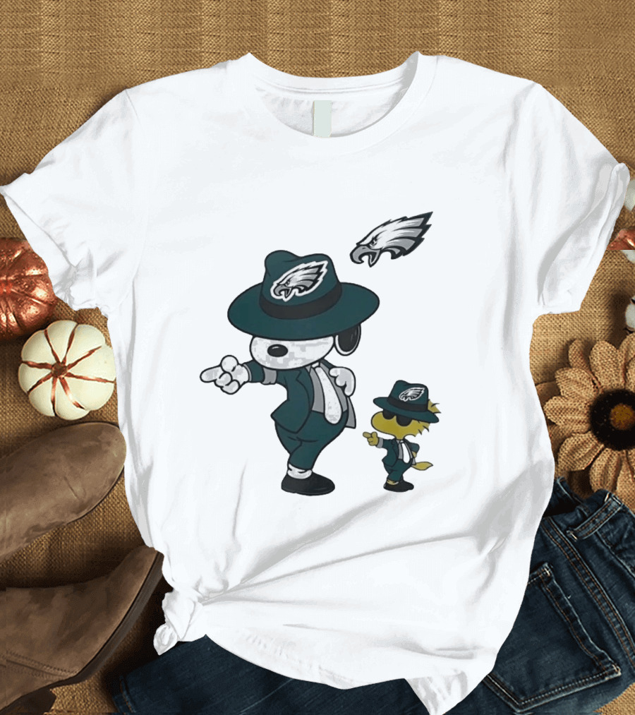 Philadelphia Eagles X Snoopy Woodstock Dance Pop Rock Hat Suit Football Team T-Shirt