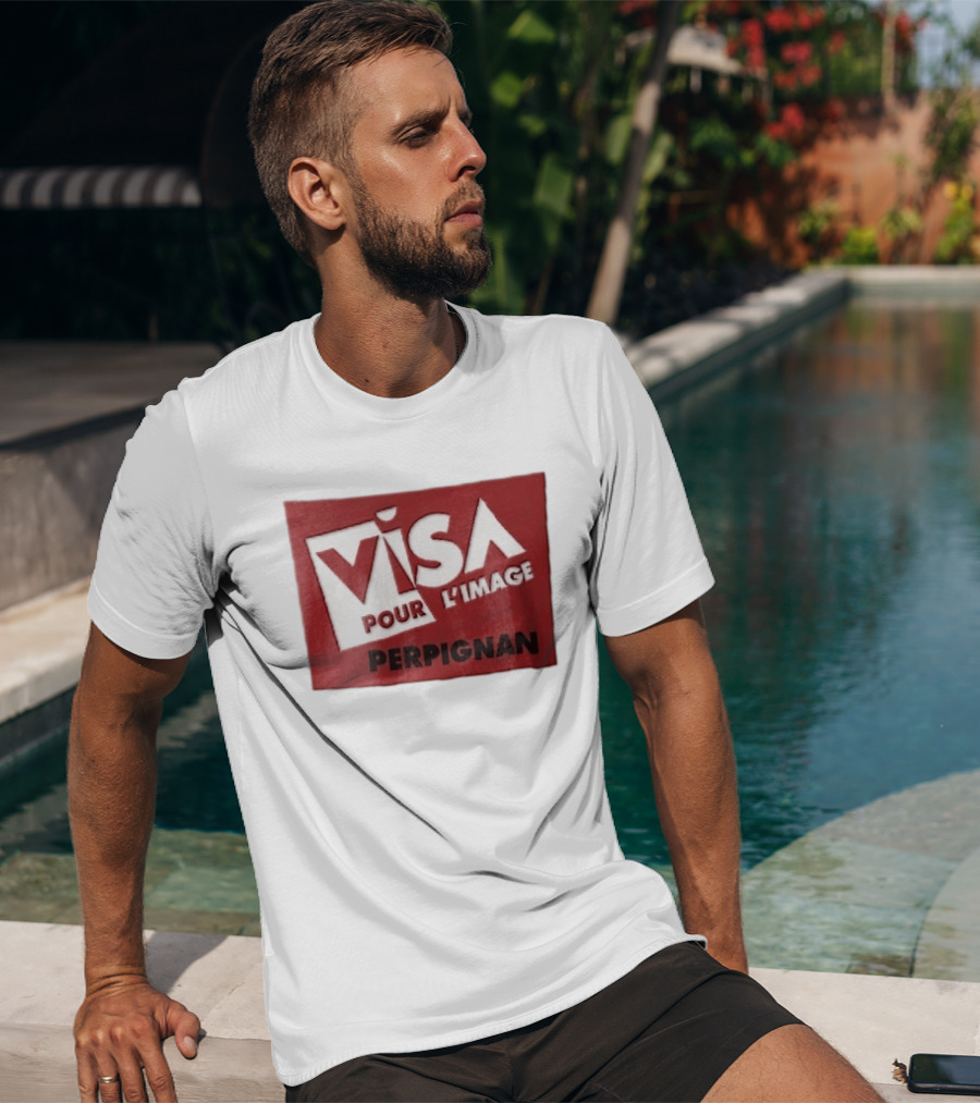 Visa Pour L'Image Perpignan Red Rectangular White Cutout T-Shirt