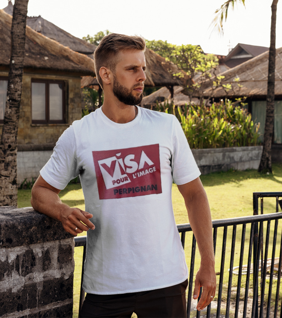 Visa Pour L'Image Perpignan Red Rectangular White Cutout T-Shirt
