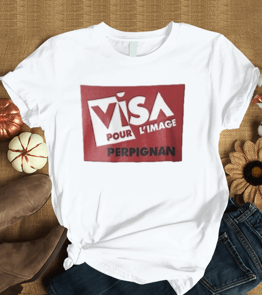Visa Pour L'Image Perpignan Red Rectangular White Cutout T-Shirt