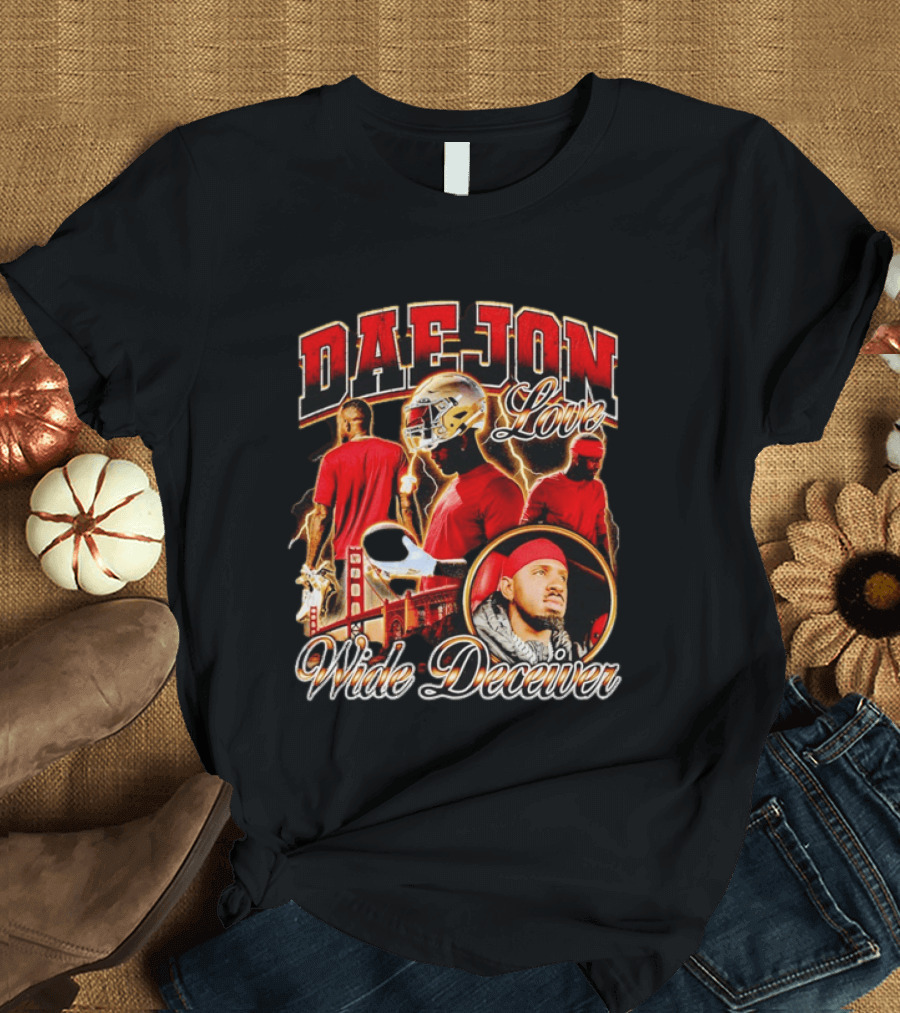 Daejon Love Wide Deceiver Football Helmet San Francisco Bridge T-Shirt