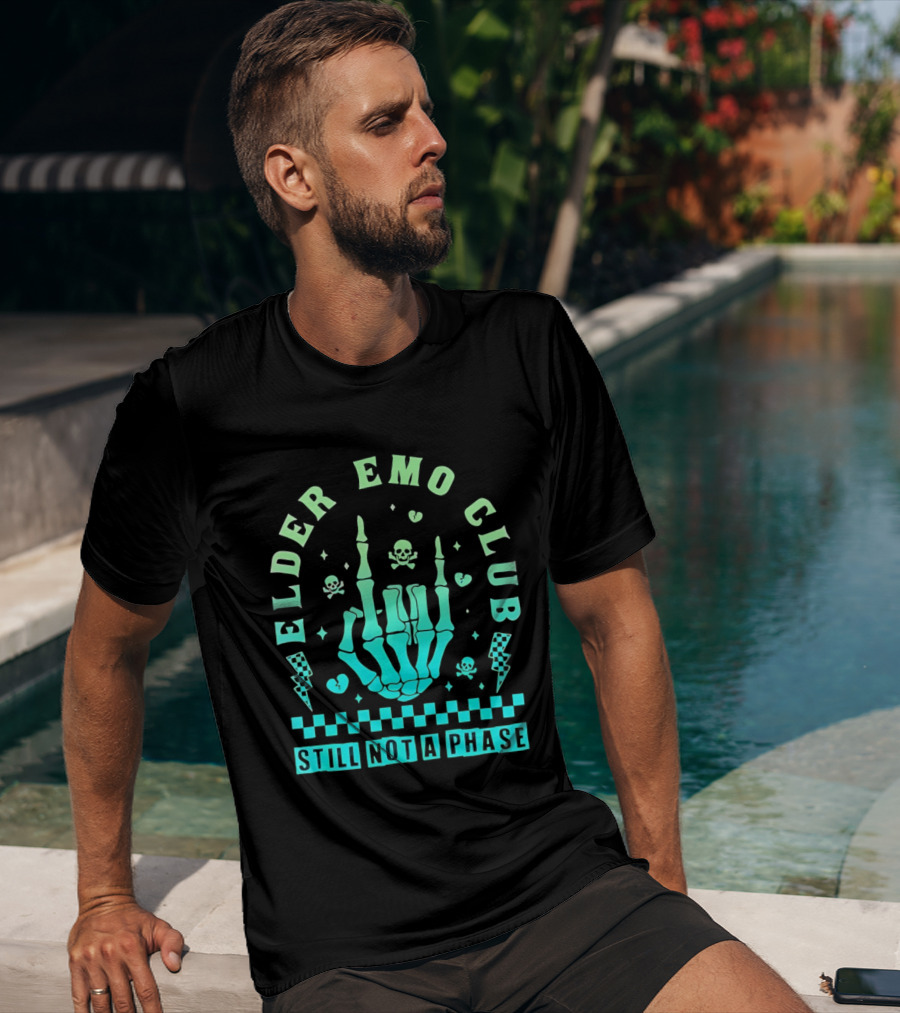 Elder Emo Club Still Not A Phase Skeleton Hand Skull T-Shirt