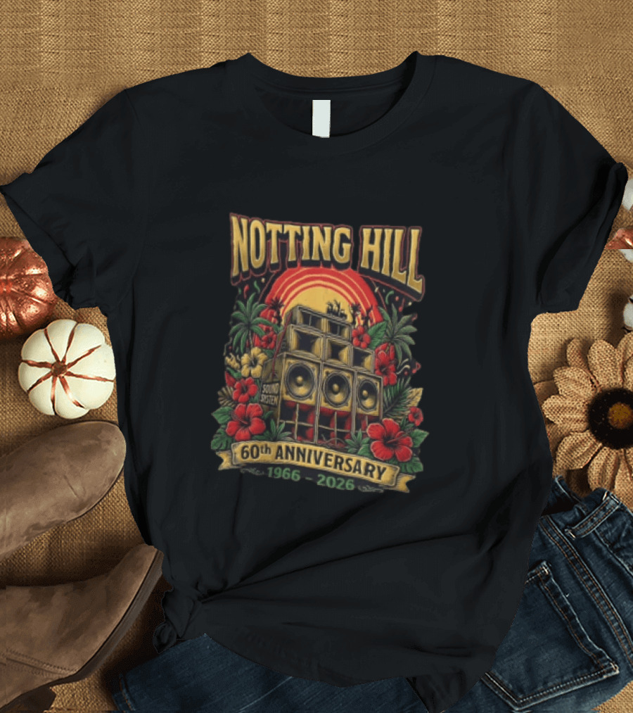 Notting Hill Carnival 60th Anniversary Sound System 1966 2026 Tropical Flowers Music Festival T-Shirt