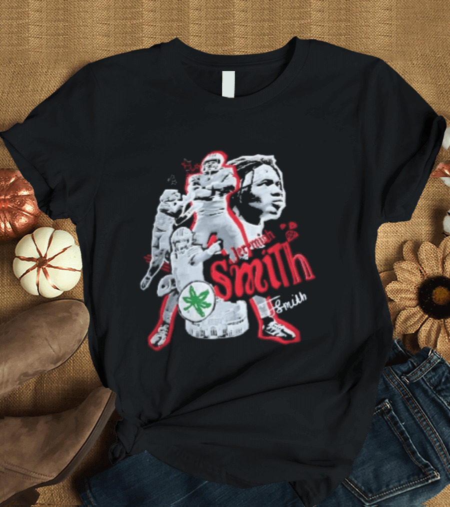 Ohio State Buckeyes NCAA Jeremiah J Smith Football Action Collage Ohio Stadium Bootleg T-Shirt