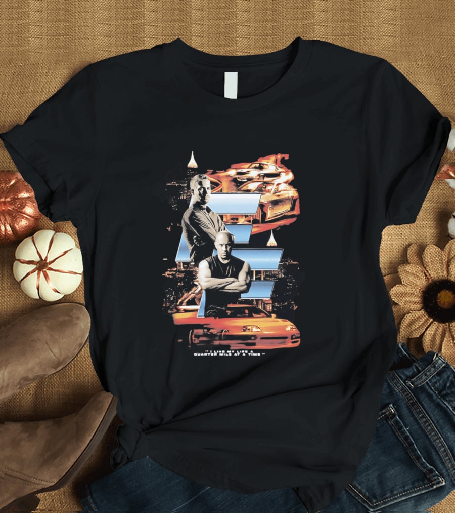 The Fast And The Furious Paul Walker Vin Diesel Cars And Cityscape T-Shirt